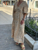 Charger l'image dans la galerie, Robe longue gaze de coton camel - NERYS
