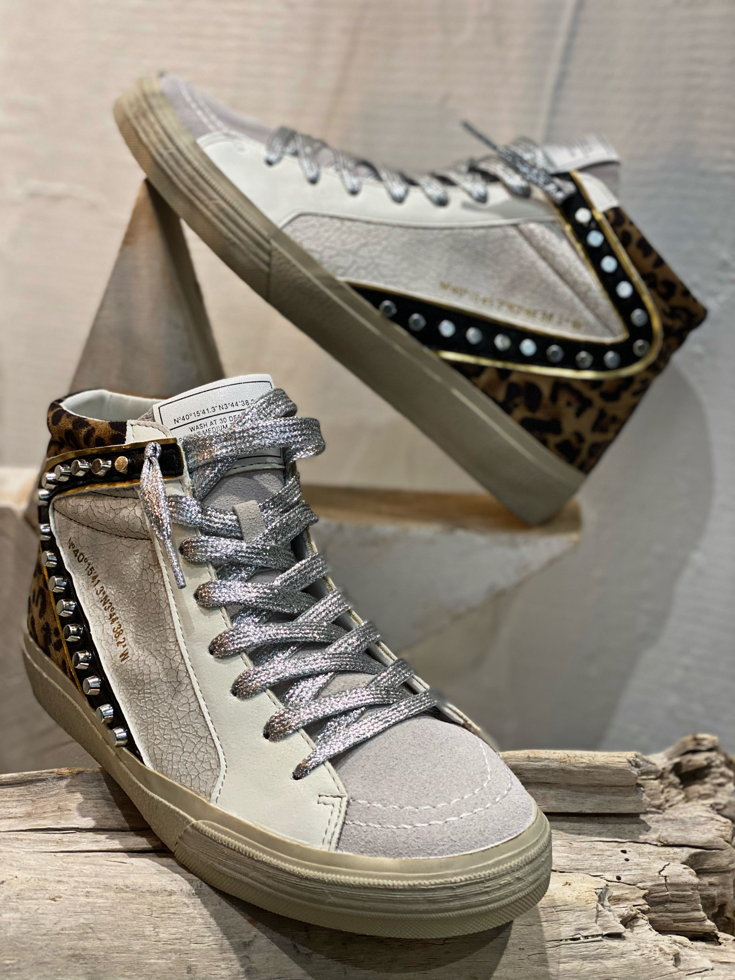 Baskets hautes NILA Blanc- Leopard