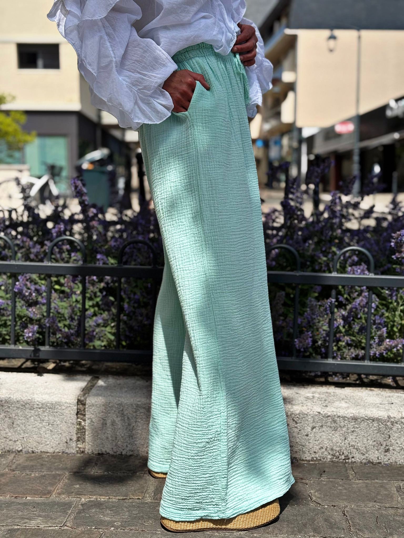 Pantalon gaze de coton YAGO Aqua