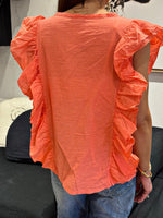 Charger l'image dans la galerie, Blouse volantée Corail sans manches NOVELINE
