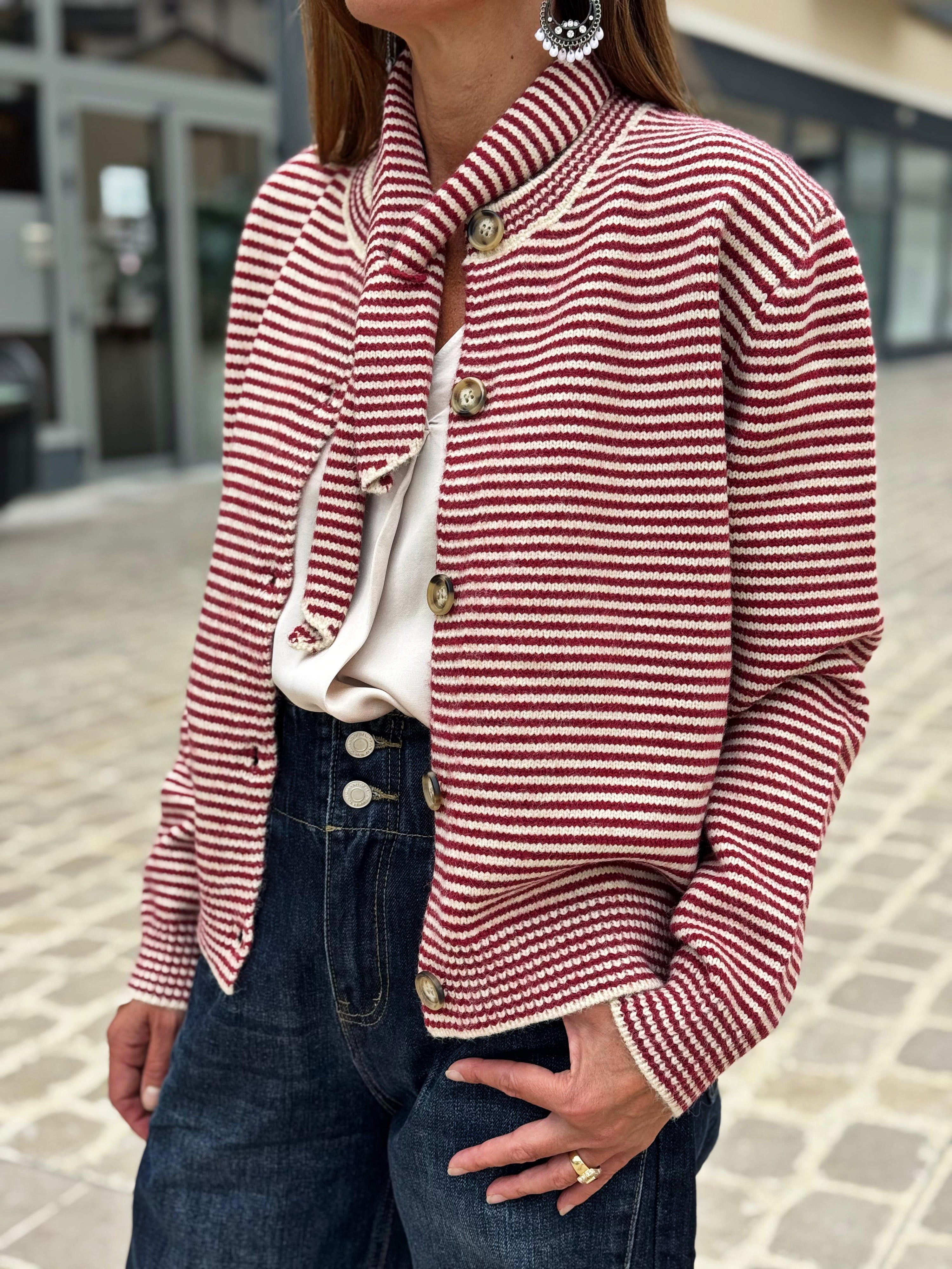 Ensemble Gilet et Echarpe FELIX Bordeaux Ecru