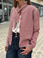 Charger l&#39;image dans la galerie, Ensemble Gilet et Echarpe FELIX Bordeaux Ecru
