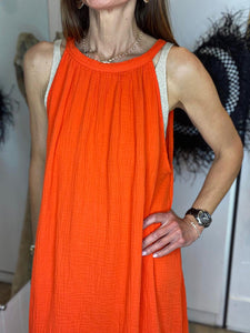 Robe longue gaze de coton SYBILLE Orange