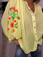 Charger l'image dans la galerie, Chemise Jaune fluo manches brodées AYA

