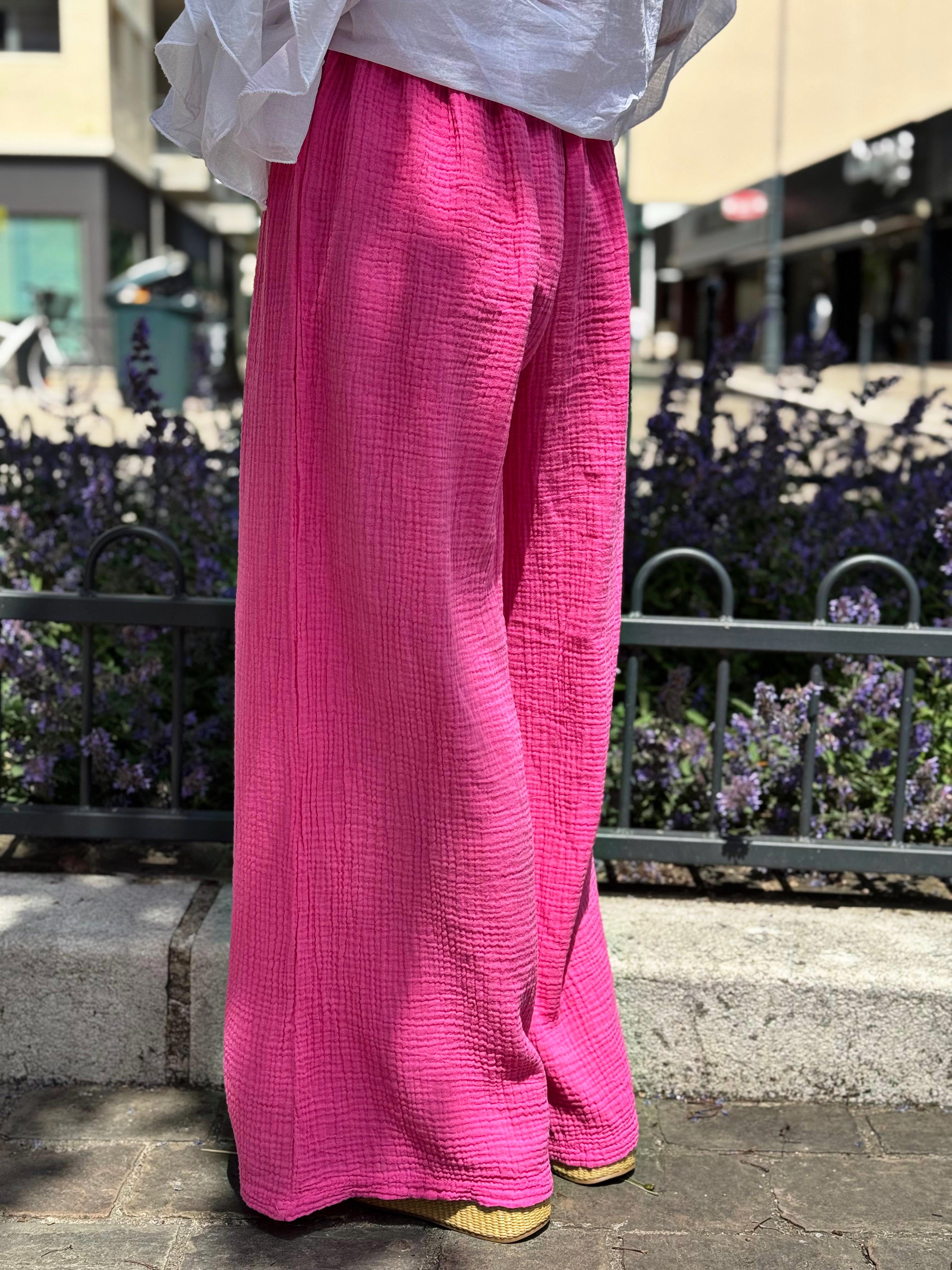 Pantalon gaze de coton YAGO Fuchsia