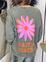 Charger l&#39;image dans la galerie, Sweat HAPPY VIBES - Kaki
