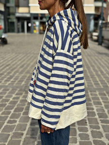 Sweat fin à capuche RIVAGE Bleu jeans