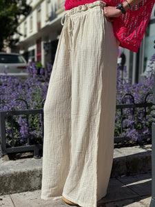 Pantalon gaze de coton YAGO Ecru