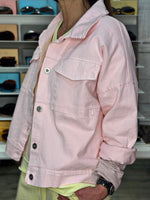 Charger l'image dans la galerie, Veste en jean rose inscription écru - COTE D'AZUR
