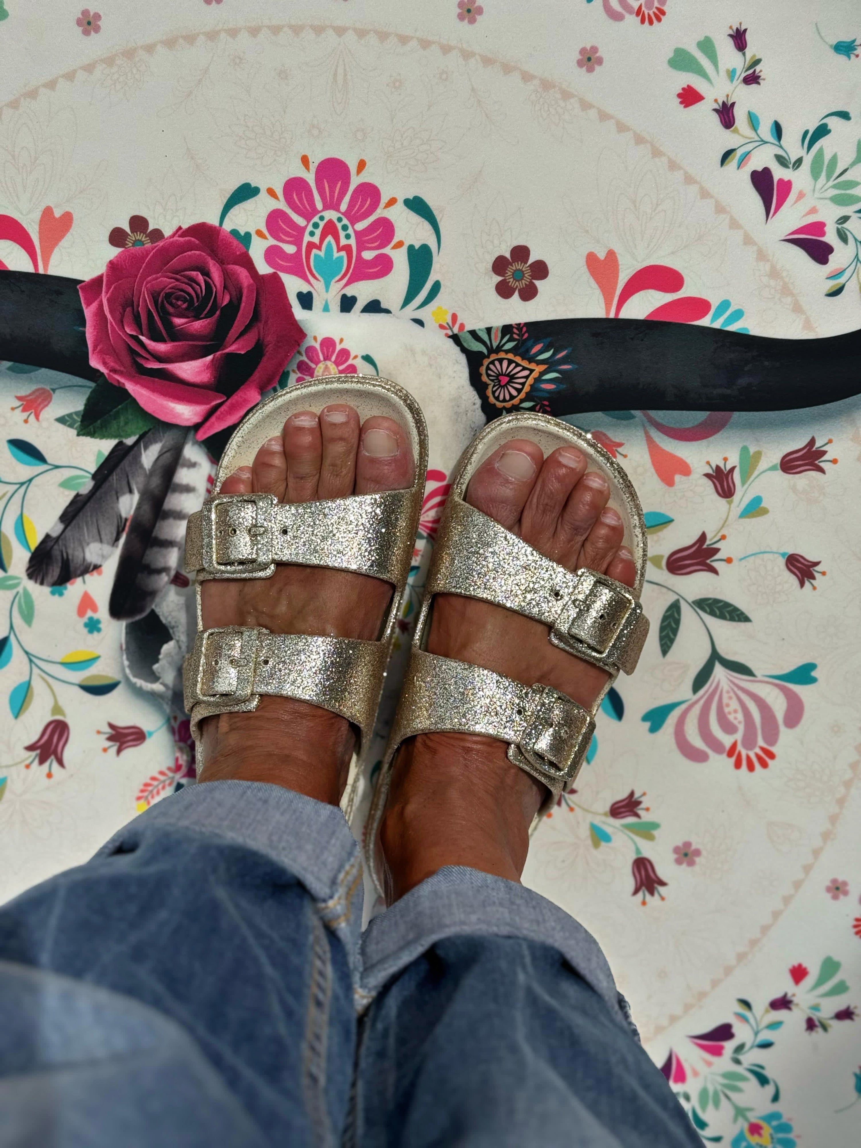 Sandales pailletées DINA Doré clair
