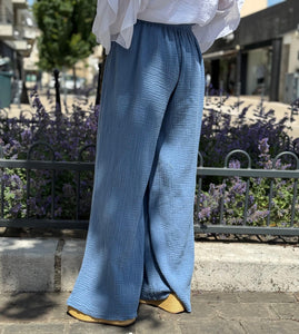 Pantalon gaze de coton YAGO Bleu jeans