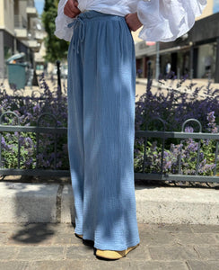 Pantalon gaze de coton YAGO Bleu jeans