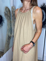 Charger l&#39;image dans la galerie, Robe longue gaze de coton SYBILLE Camel
