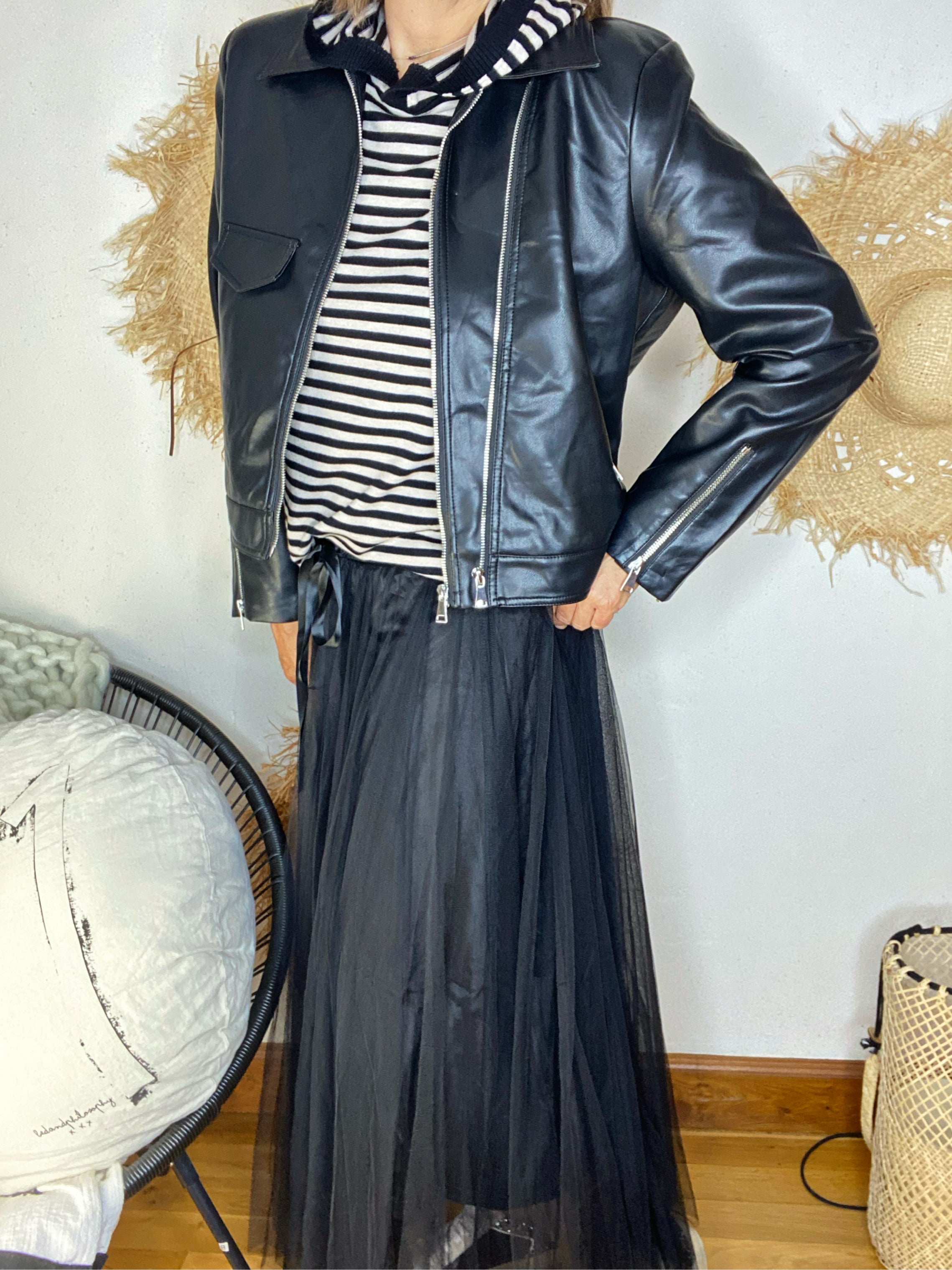 Pull marinière à capuche TOSCA Noir