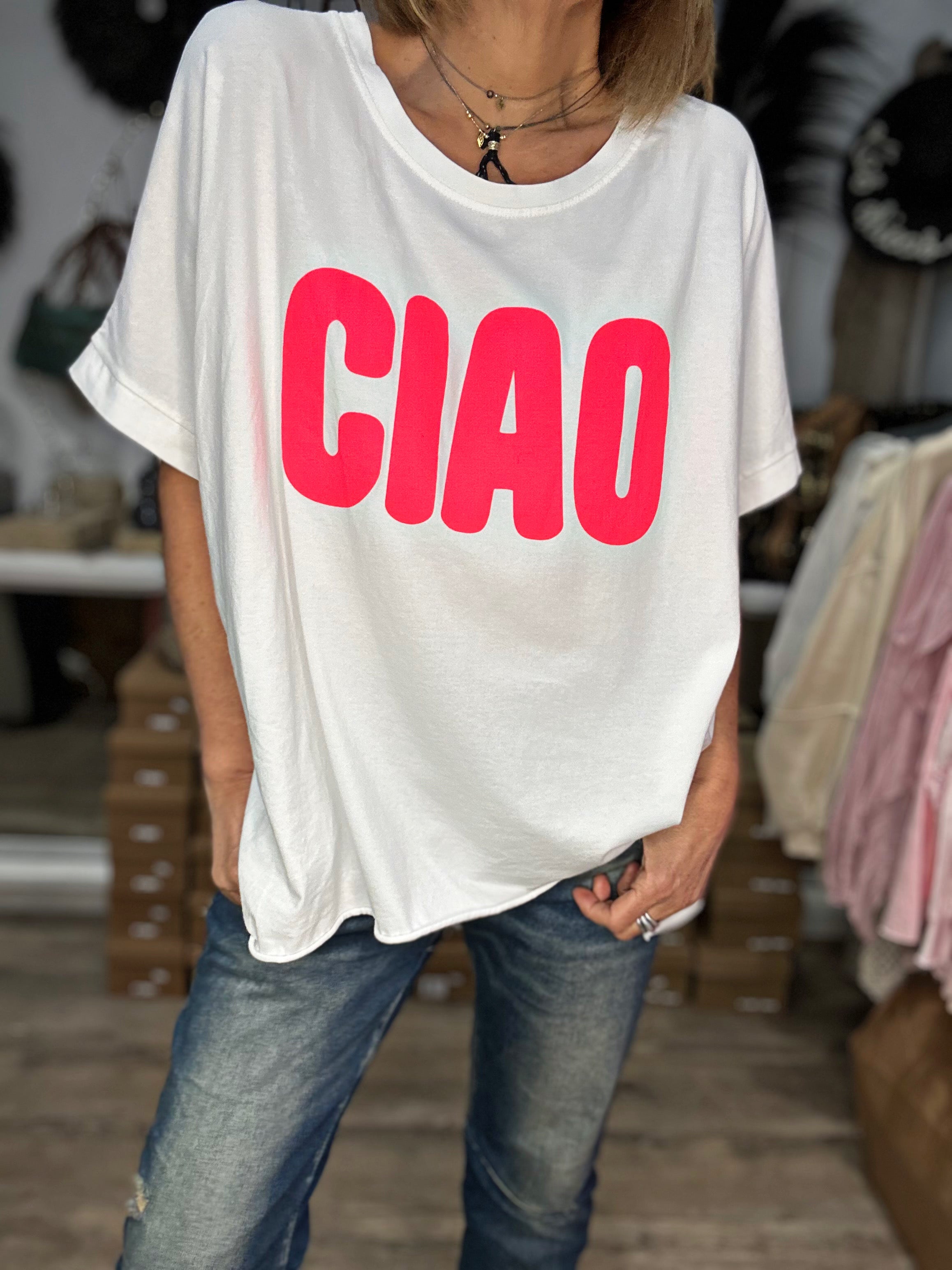 Tee shirt LEONIE Blanc/Fuchsia