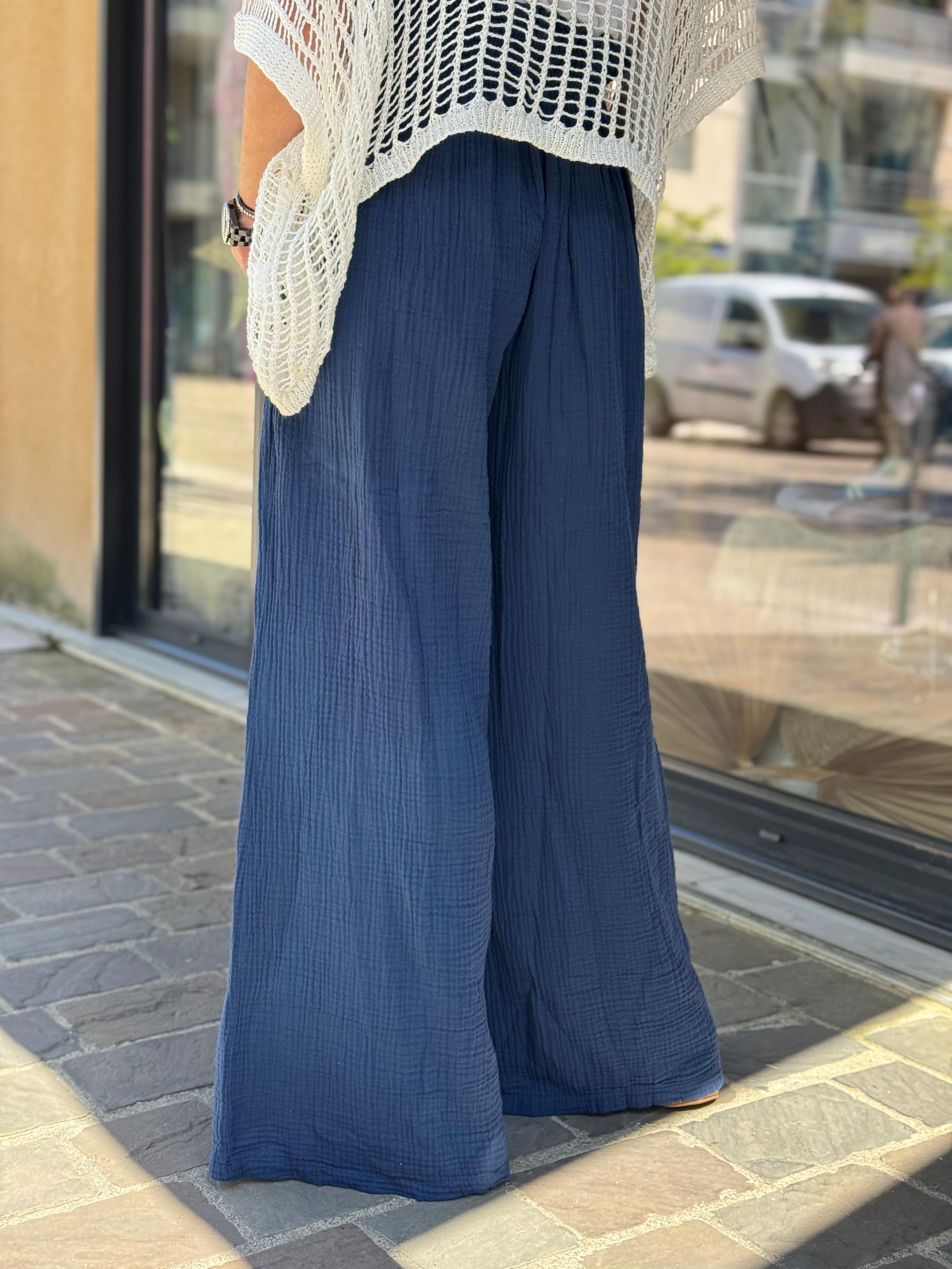 Pantalon gaze de coton YAGO Marine