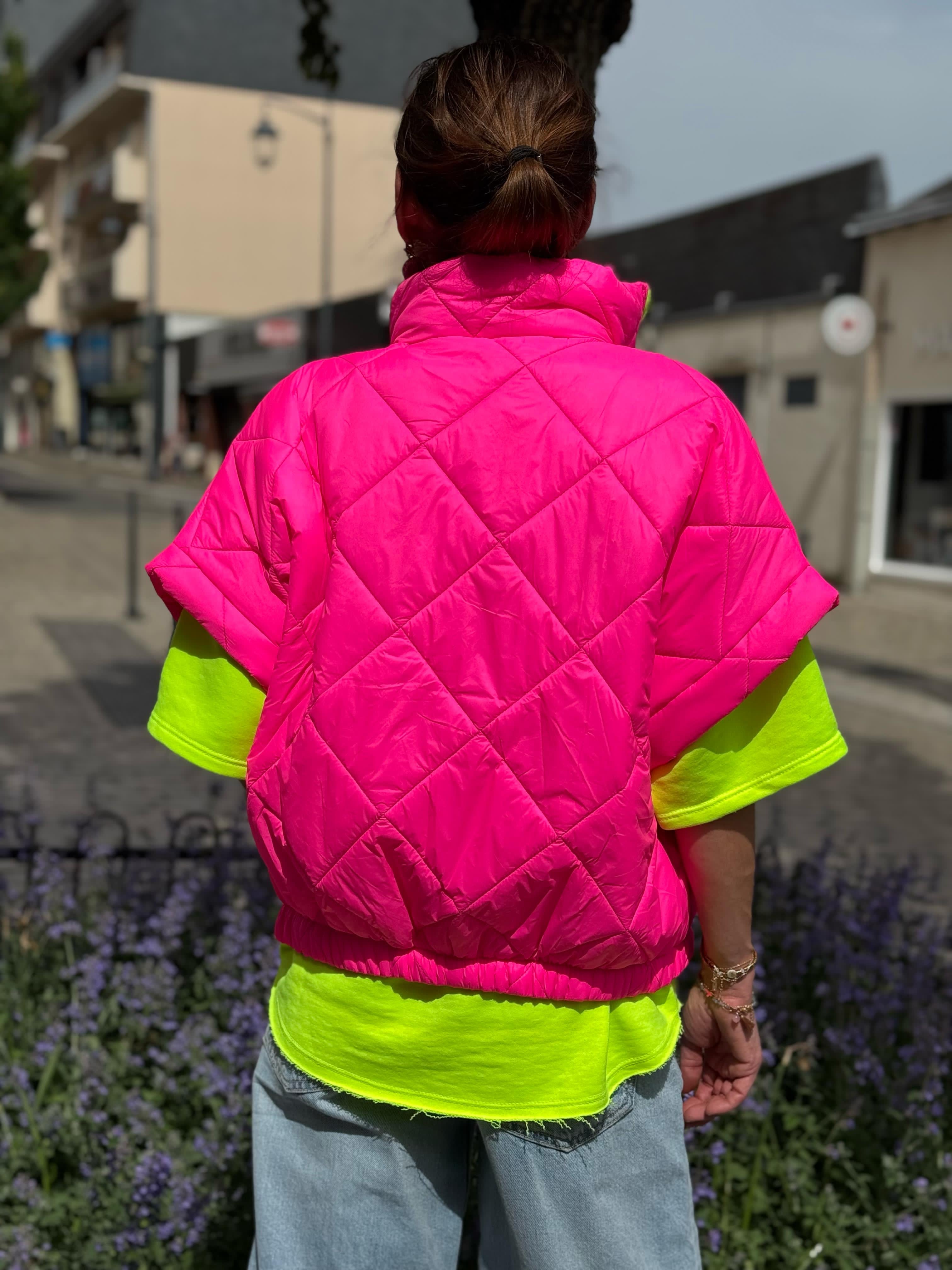 Doudoune manches courtes FIZZ Fuchsia fluo