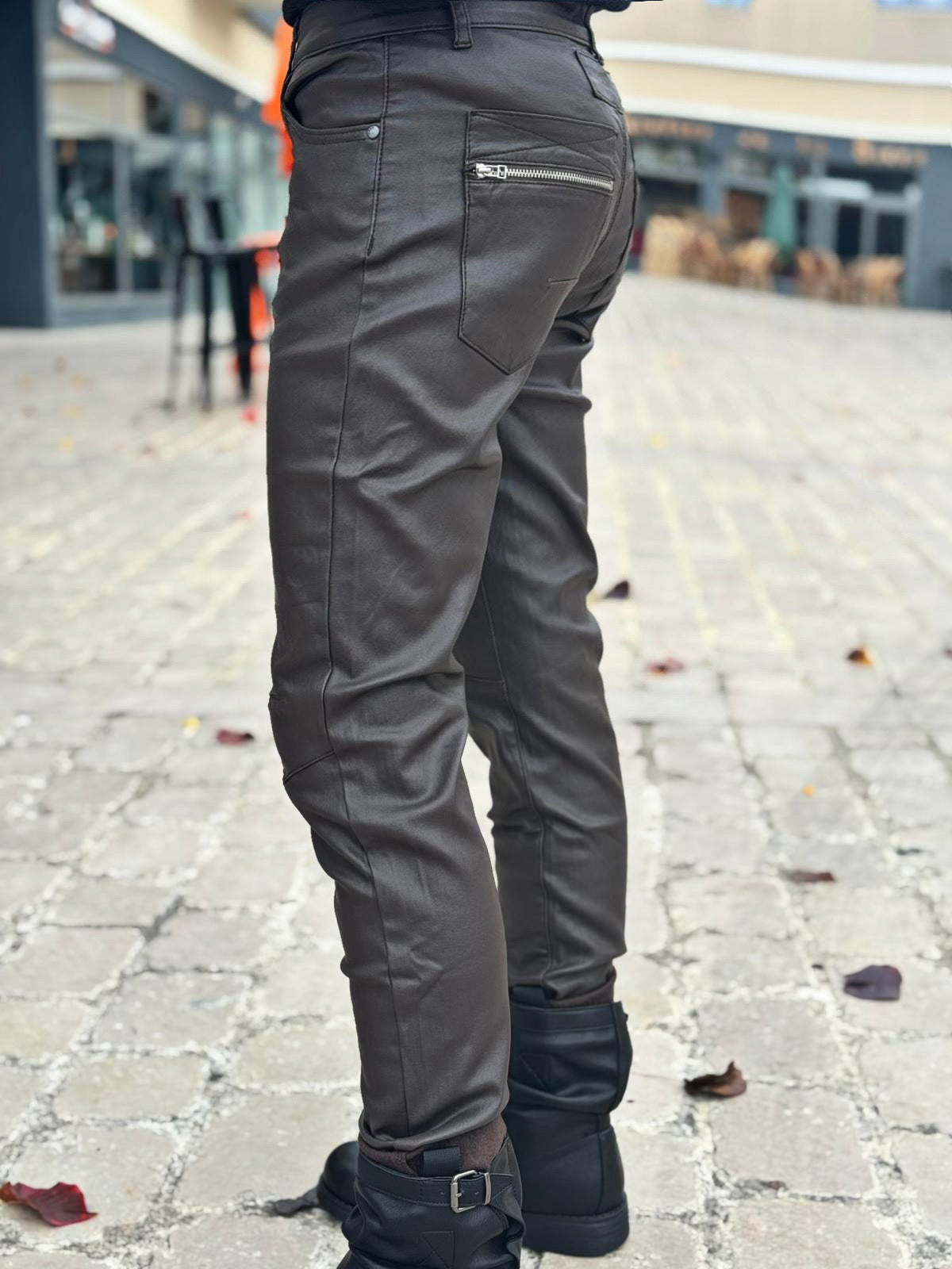 Pantalon simili cuir MAX Choco