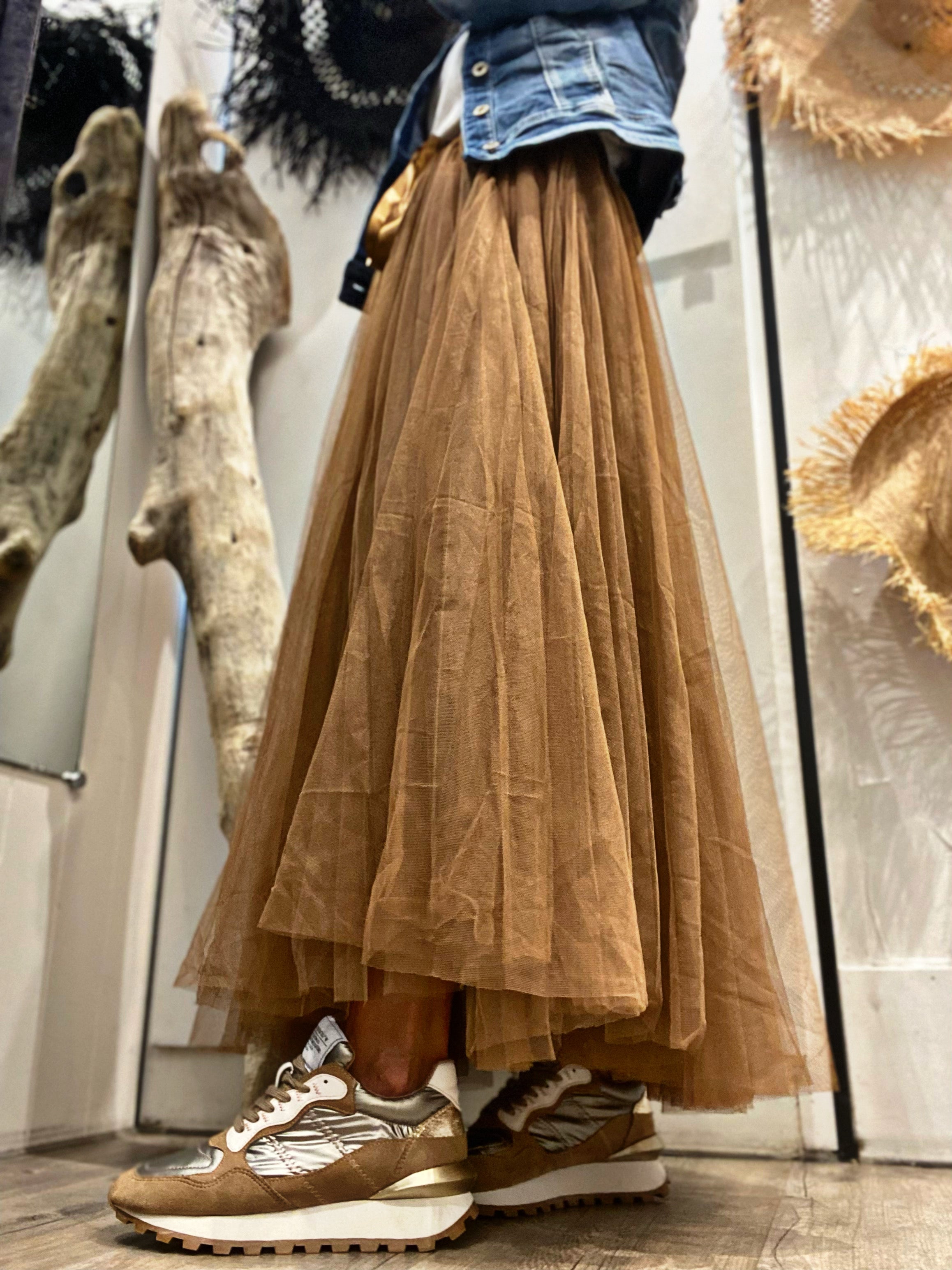 Jupe tulle CAMILLE Camel