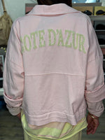 Charger l'image dans la galerie, Veste en jean rose inscription écru - COTE D'AZUR
