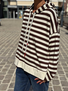 Sweat fin à capuche RIVAGE Choco/Ecru
