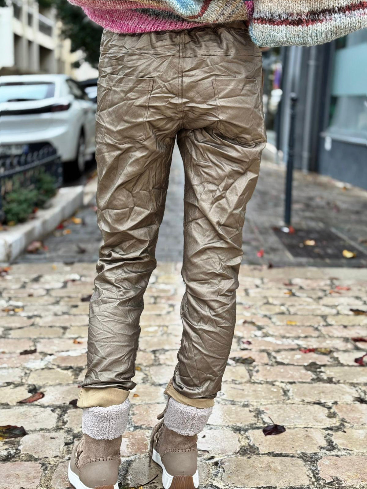 Pantalon simili cuir MADDOX Camel