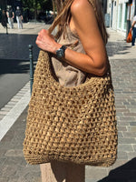 Charger l'image dans la galerie, Sac cabas ajouré Camel - MARCEAU
