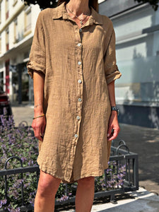 Robe lin  HAVANA Camel