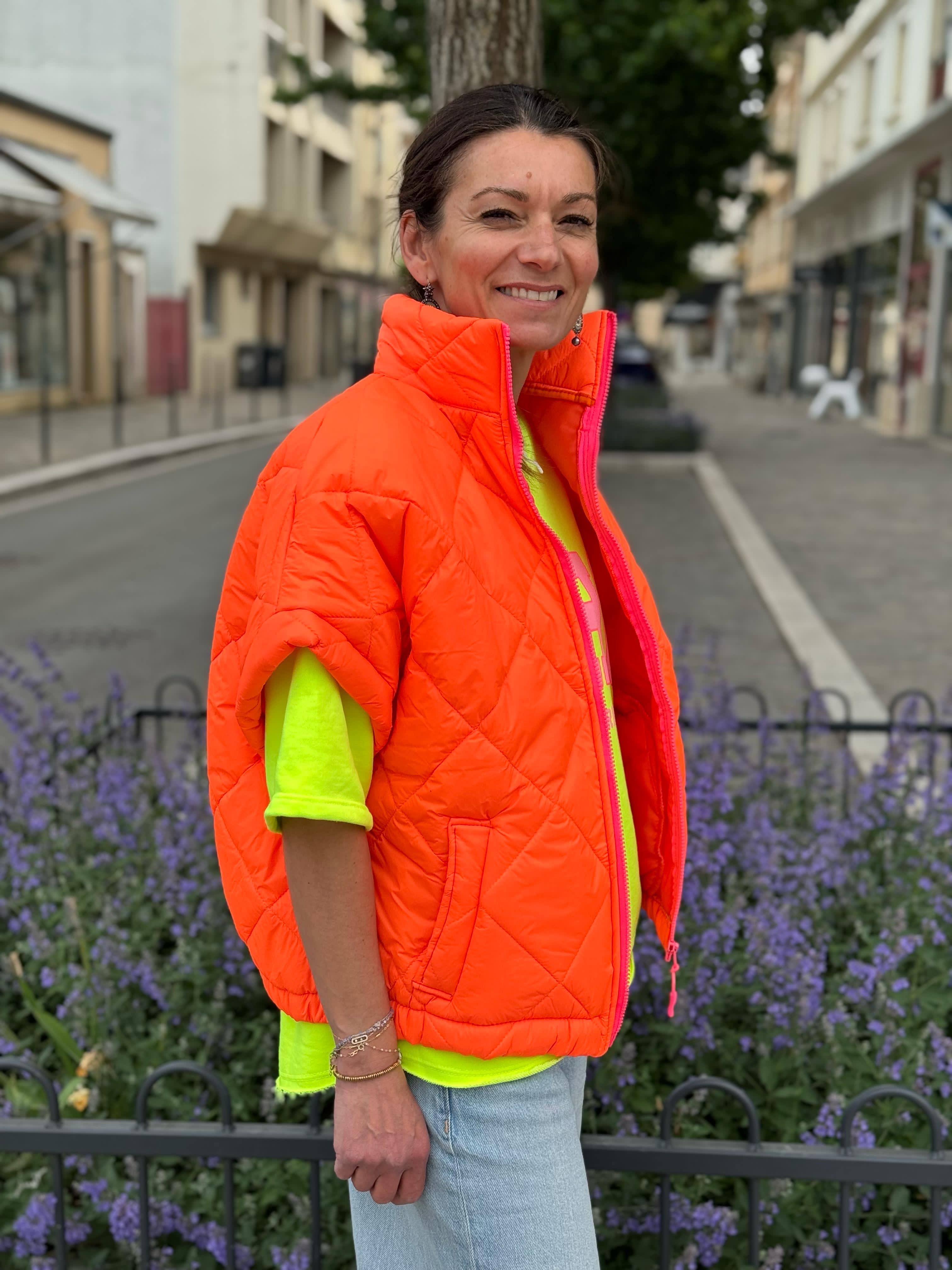 Doudoune manches courtes FIZZ Orange fluo