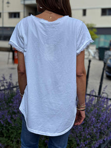 Tee shirt ST-TROPEZ Blanc/Orange