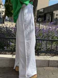 Pantalon gaze de coton YAGO Blanc