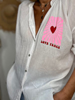 Charger l'image dans la galerie, Chemise LOVE PEACE Blanc
