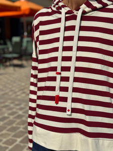 Sweat fin à capuche RIVAGE Bordeaux/Ecru