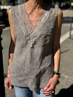 Charger l'image dans la galerie, Top lin Taupe - ZELYA
