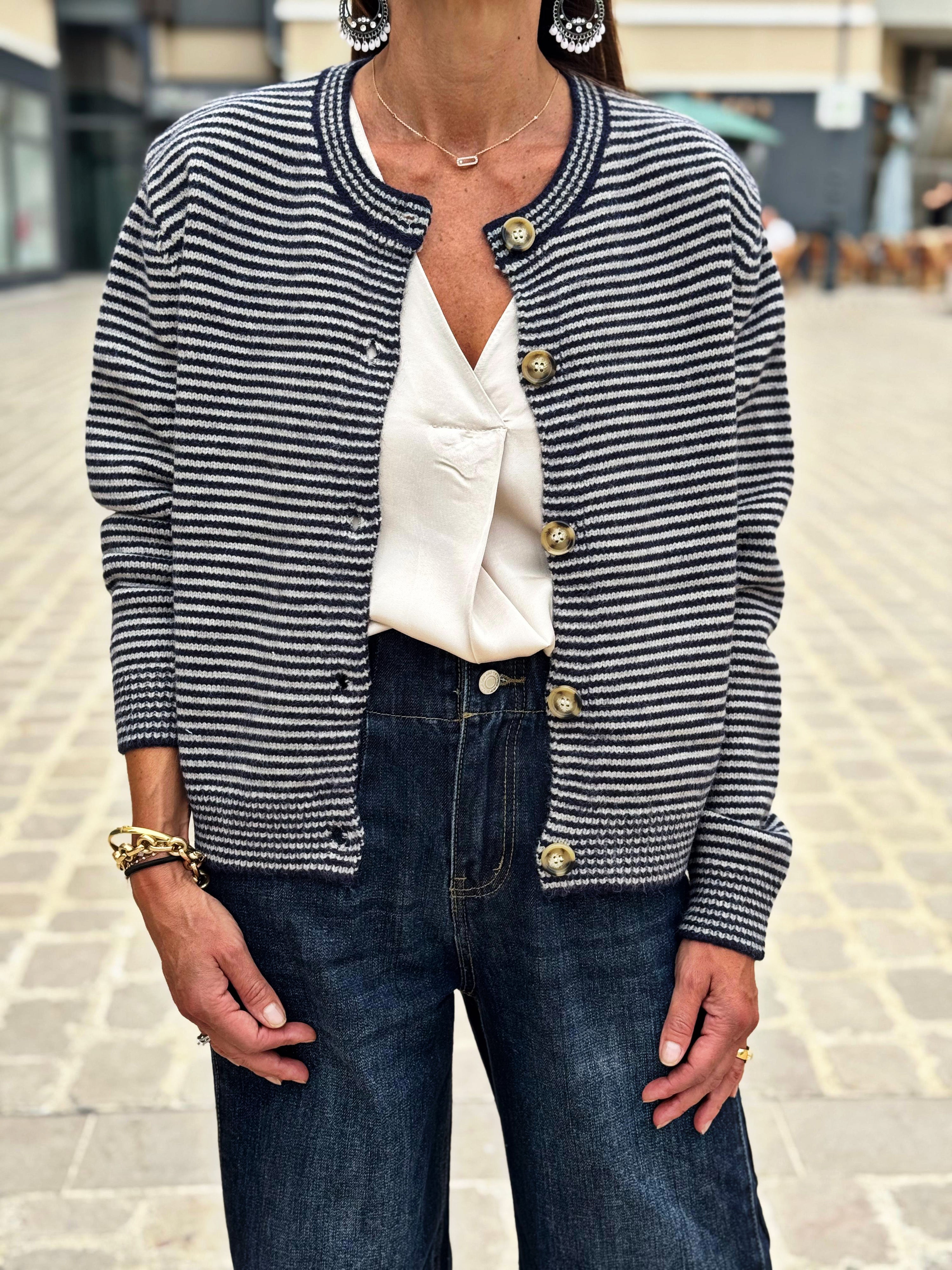 Ensemble Gilet et Echarpe FELIX Marine Gris