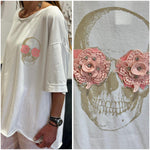 Charger l'image dans la galerie, Tee shirt blanc fluo tête de mort - SKULL
