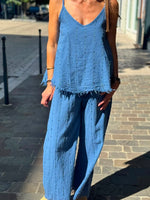 Charger l'image dans la galerie, Ensemble top et pantalon Bleu - JANEL
