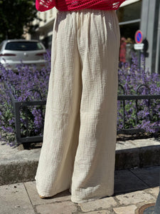 Pantalon gaze de coton YAGO Ecru