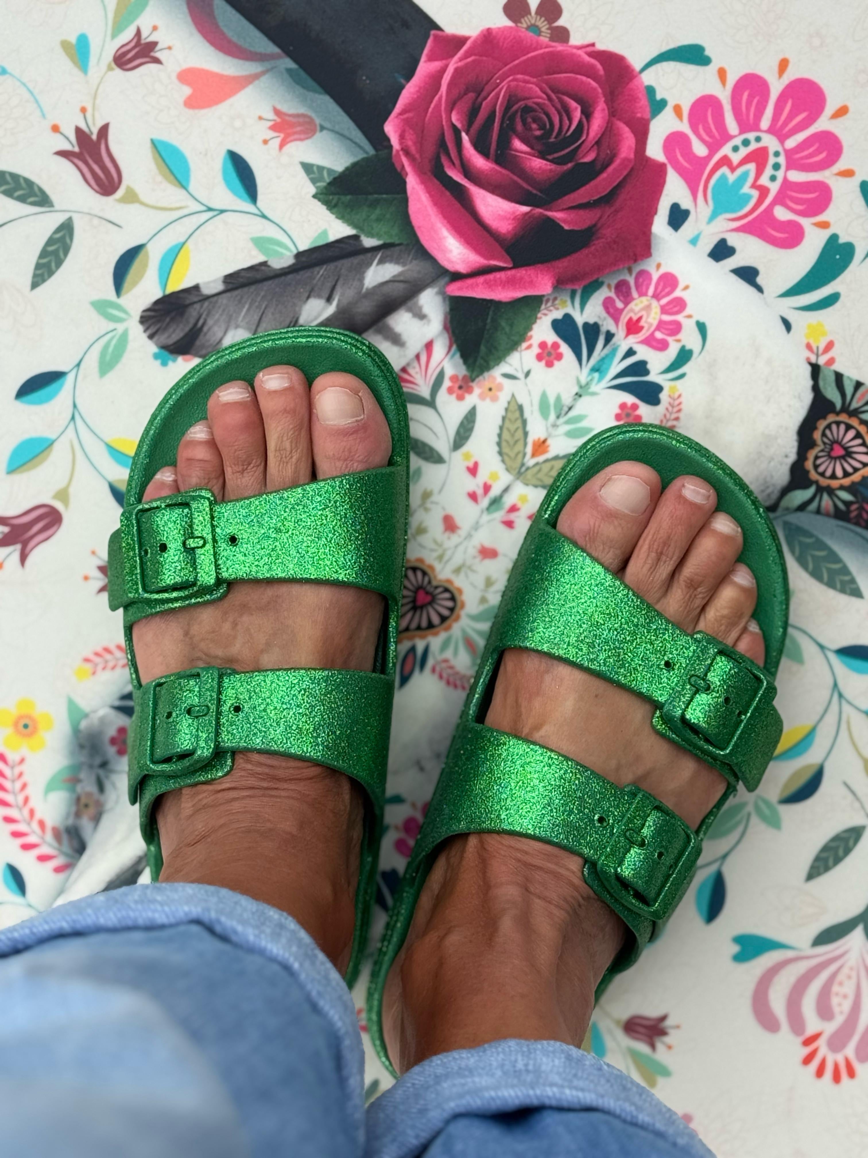 Sandales pailletées DINA Vert