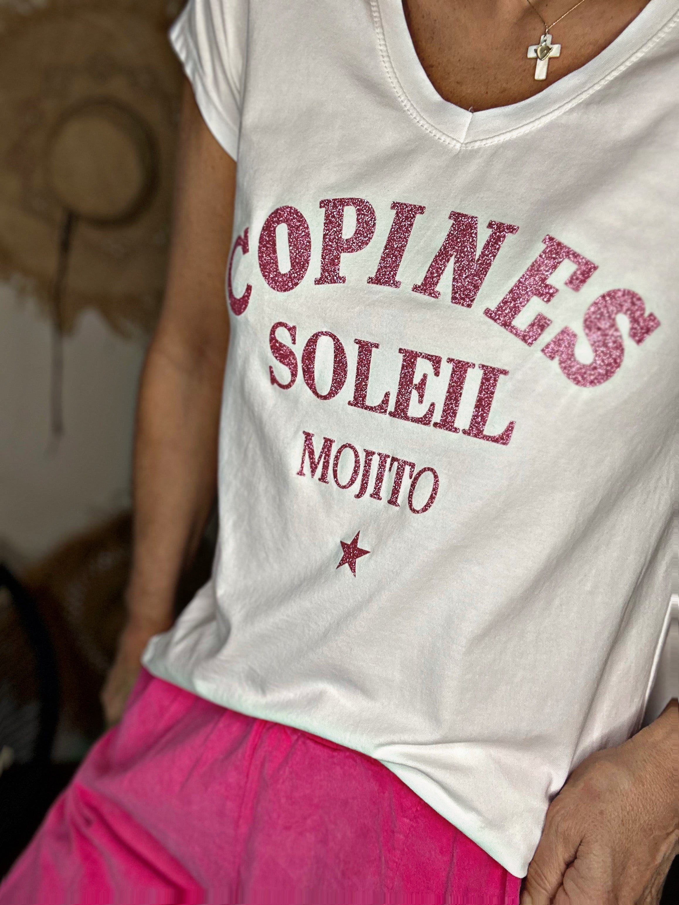 Tee shirt " Copines Soleil Mojito " Rose