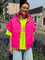 Charger l&#39;image dans la galerie, Doudoune manches courtes FIZZ Fuchsia fluo
