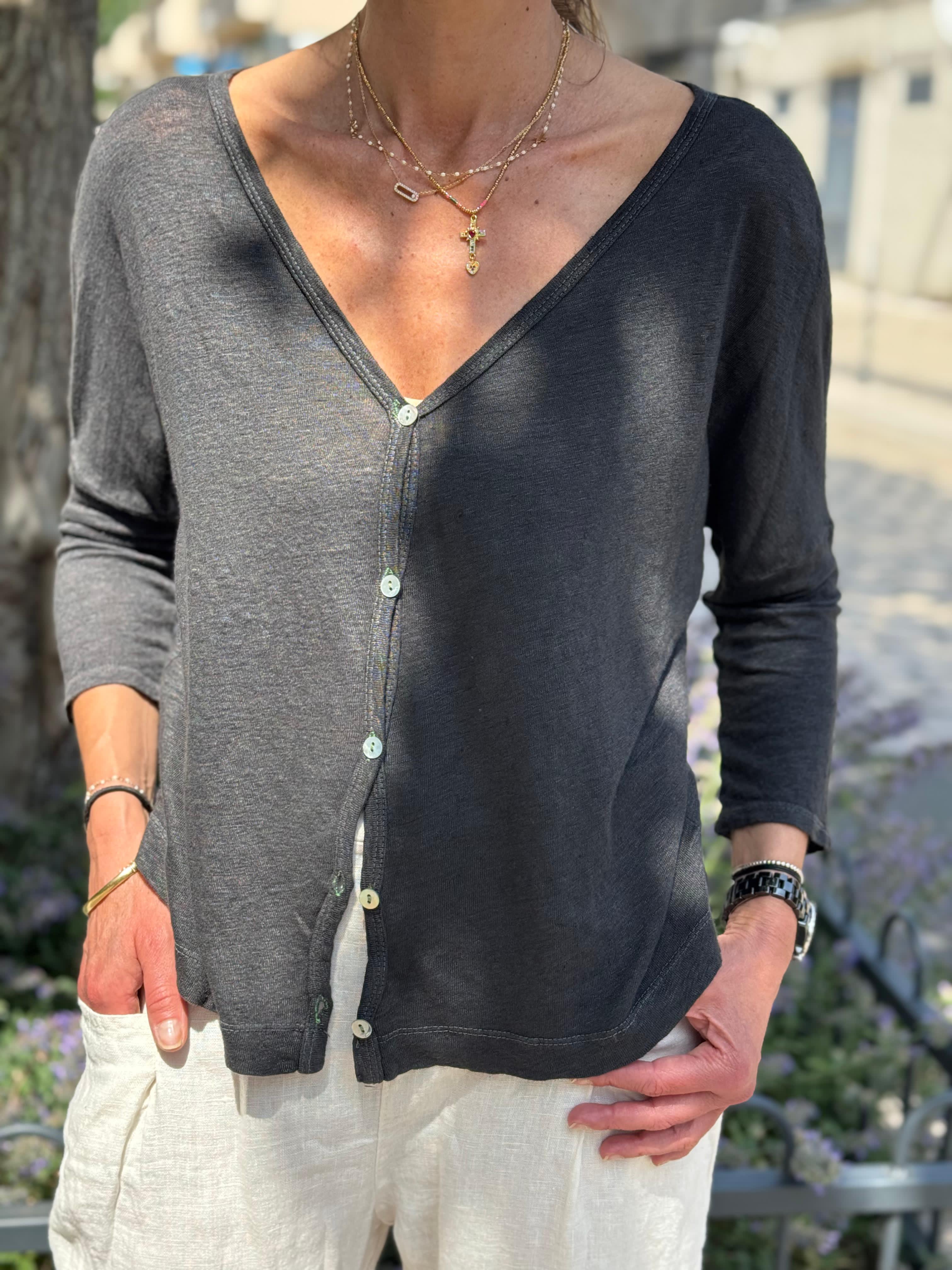 Gilet lin TITO Anthracite