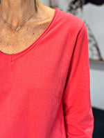 Charger l'image dans la galerie, T-shirt manches longues Rouge/Corail - ILONA

