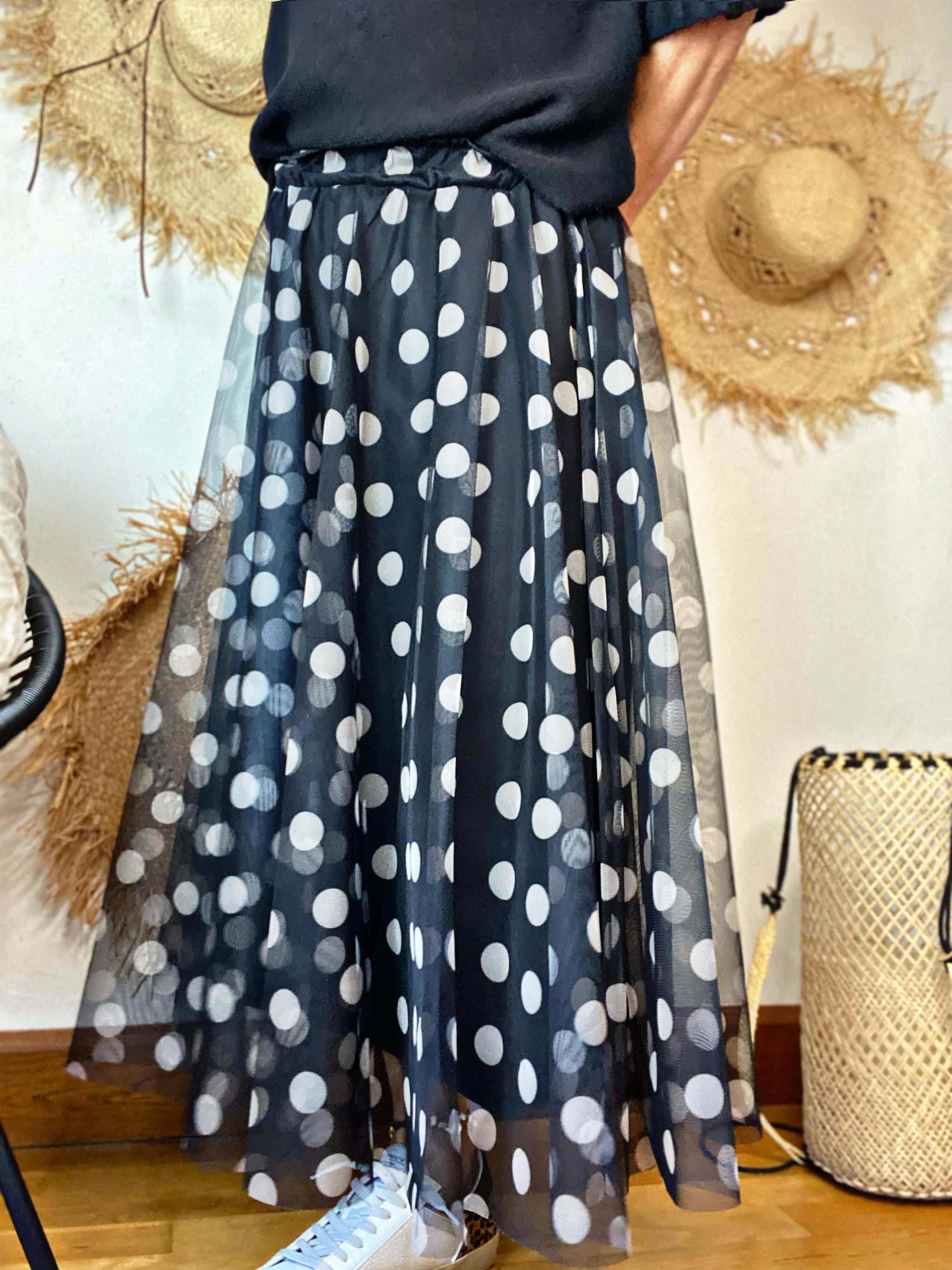 Jupe tulle MELODY Pois noir