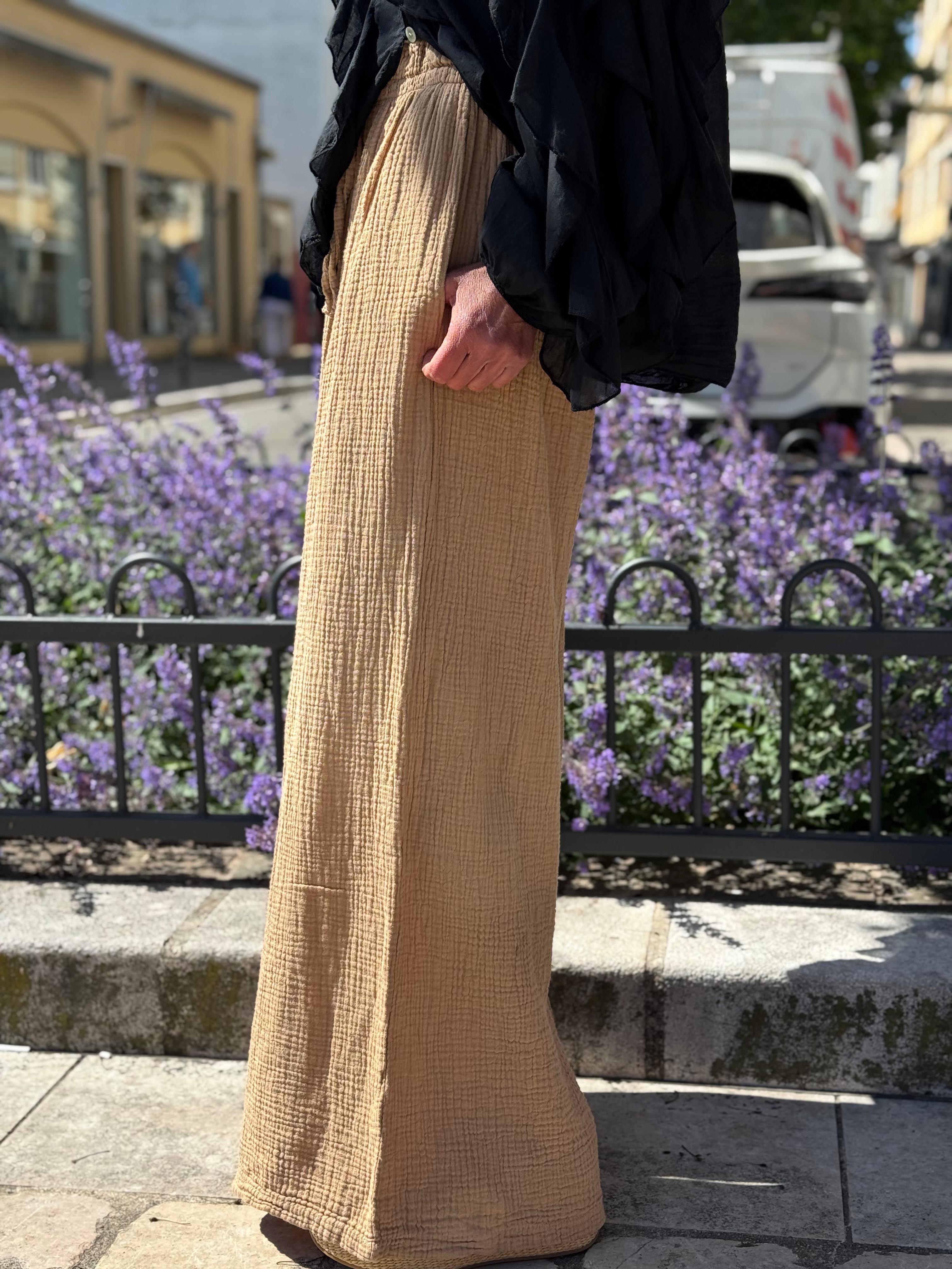 Pantalon gaze de coton YAGO Camel