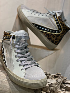 Baskets hautes NILA Blanc- Leopard