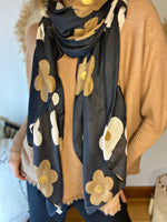 Charger l&#39;image dans la galerie, Foulard FLORES Noir
