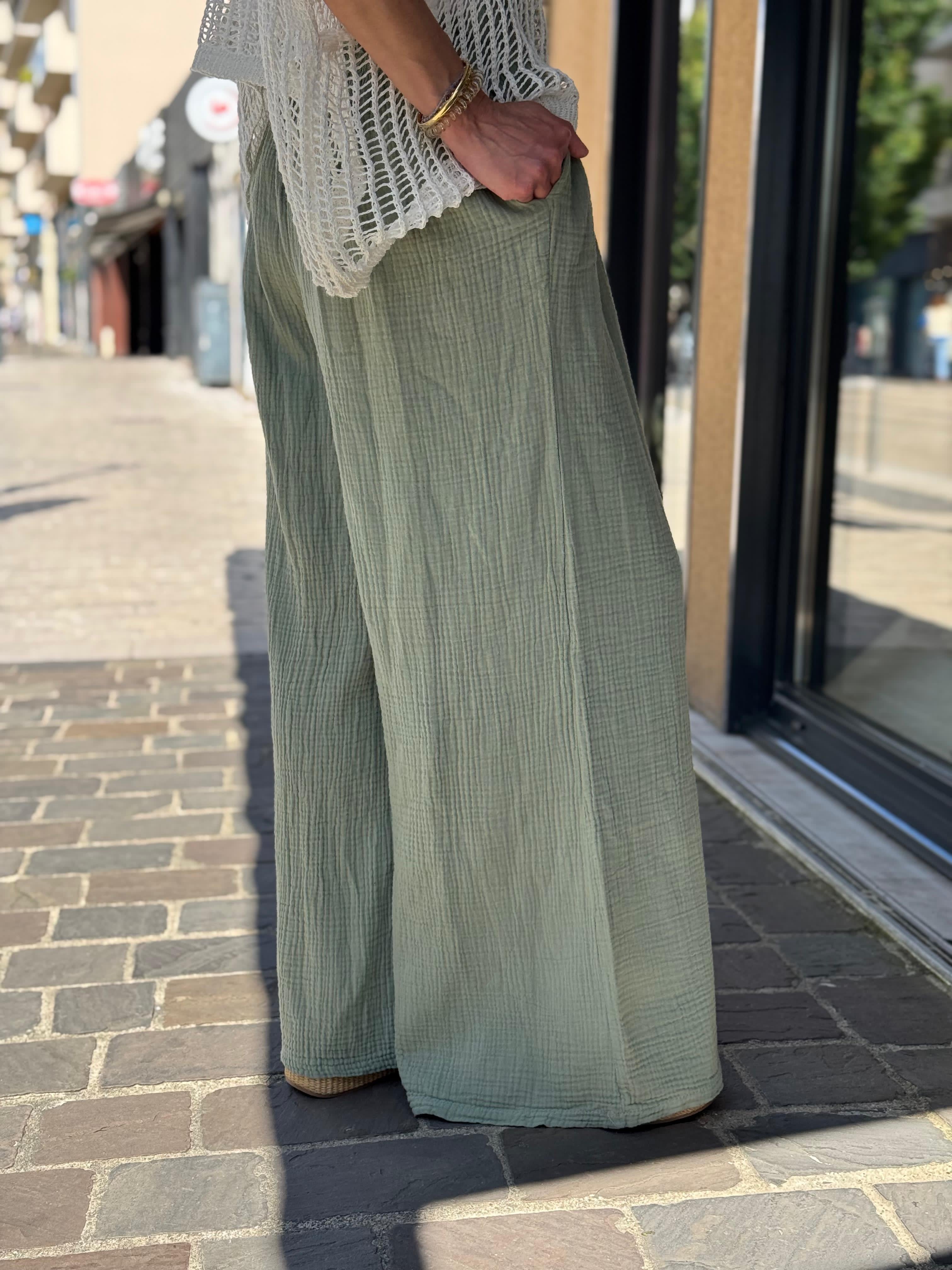 Pantalon gaze de coton YAGO Kaki