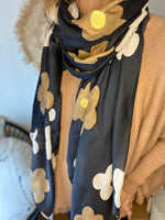 Charger l&#39;image dans la galerie, Foulard FLORES Noir
