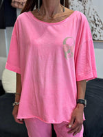Charger l'image dans la galerie, Tee shirt rose fluo tête de mort - SKULL
